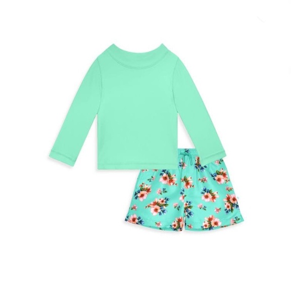 Posh Peanut Little Boy's Aisha 2-Piece Swim Trunks & Rashguard T-Shirt Set-2T - Picture 1 of 1